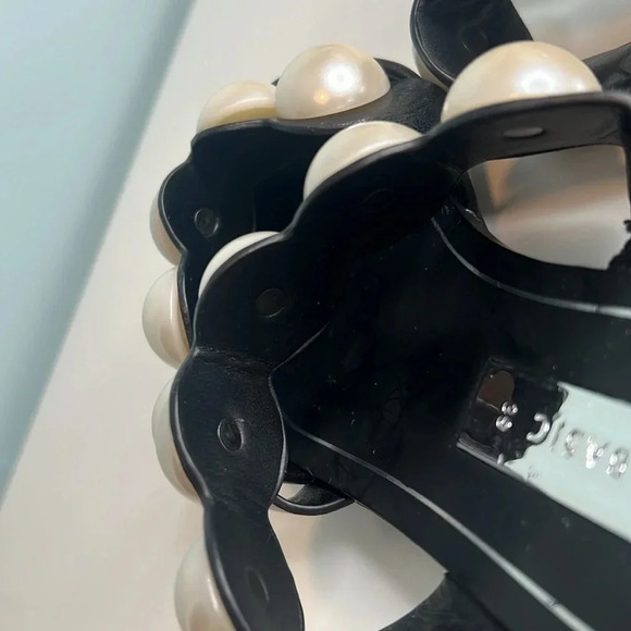 Zara Basic Collection Black Leather Mules w/ Pearl Accent Straps. Size 39. NWOT. - Picture 12 of 15